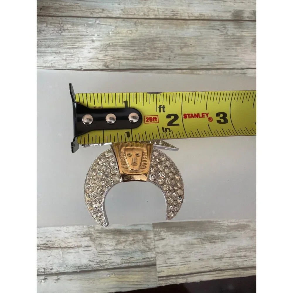 Vintage ORA Shriners Crescent Scimitar Rhinestone Brooch Masonic Fraternal Pin - Picture 9 of 9